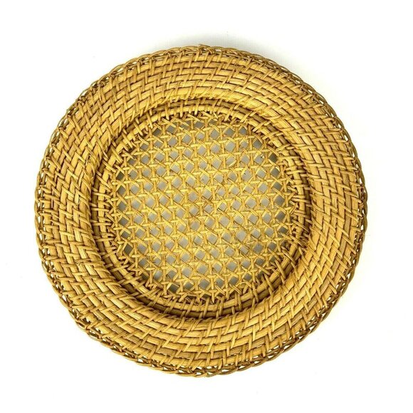 Woven Rattan Charger Plates Wall Decor Set of 3 Rustic Boho 12.5 inch - Picture 5 of 7